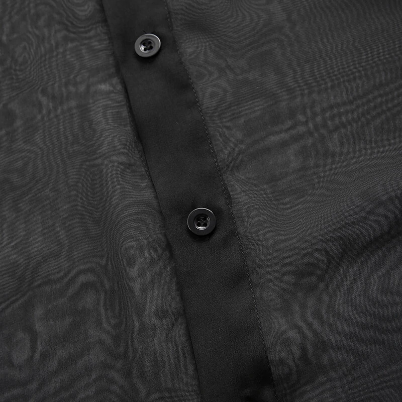 (image for) Mens Fashion Single Breasted Pure Color Long Sleeve Casual Shirts